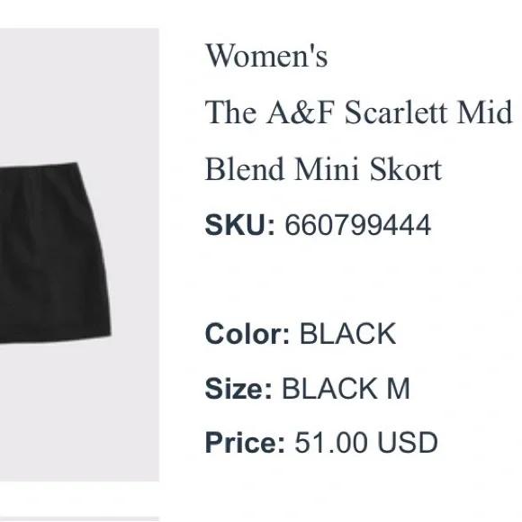 Abercrombie & Fitch Black Mid Rise Skort - Picture 4 of 4
